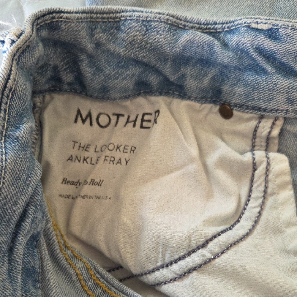 MOTHER Blue Ankle Cropped Jeans